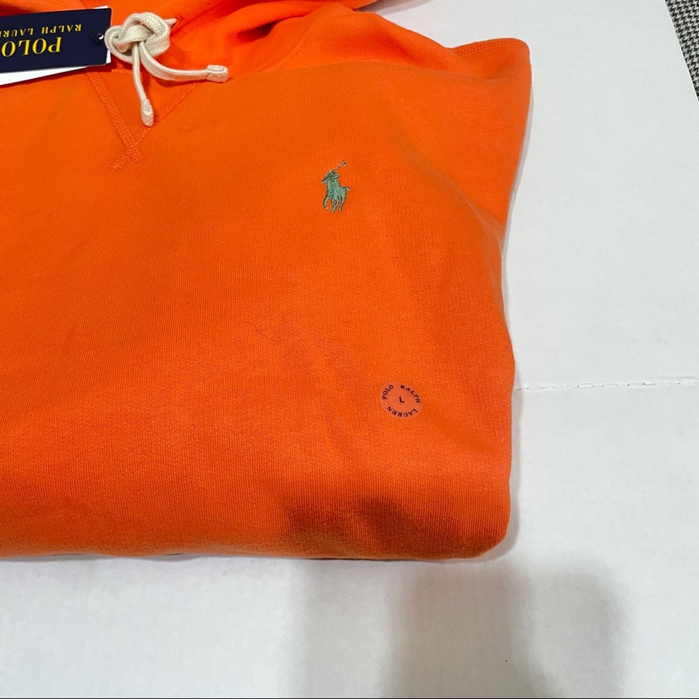 Polo by Ralph Lauren Orange Fleece hoodie Large. - Picture 6 of 6